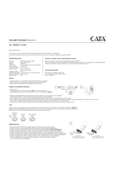 Cata CT-9240 1200W 180 Derece Hareket Sensörü - Resim 5