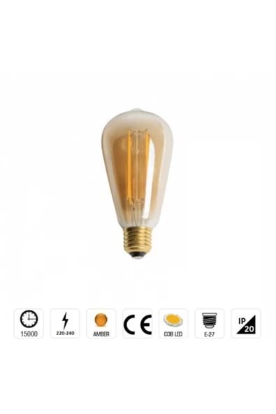 Cata 8W RUSTİK LED AMPUL AMBER ST94 ürün görseli 1