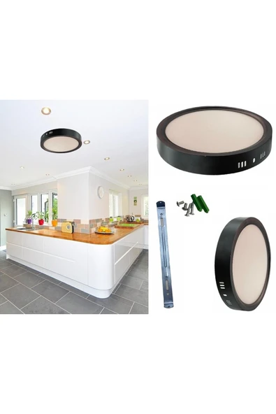 Cata 18w Yuvarlak Sıva Üstü Led Armatür Siyah Kasa 6400k Beyaz Işık Ct-5233s ürün görseli 1