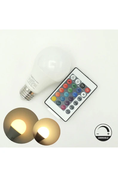 Dmrled Uzaktan Kumandalı Rgb Led Ampul 9 Watt E27 Gün Işığı 16 Ton Işık ürün görseli 1