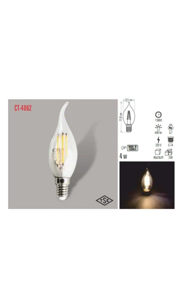 Cata Ct-4062g 4w Kıvrık Buji Led Ampul Gunısıgı ürün görseli 1