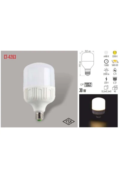 Cata Beyaz Led Ampul Işık 30 Watt - Resim 2