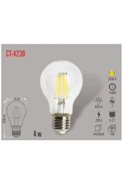 Cata Led Ampul Günışığı - Rustik E27 Duy 4 Watt - Resim 2