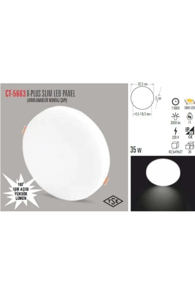 Cata Ct-5663 30w/6400k X-plus Slım Led Panel(beyaz) ürün görseli 1