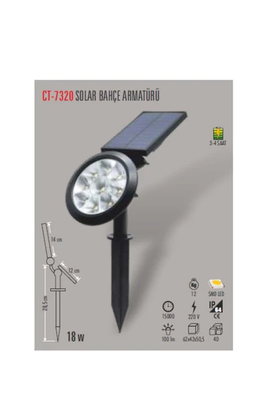 Cata Ct-7320 18w Solar Bahçe Armatürü Yeşil ürün görseli 1