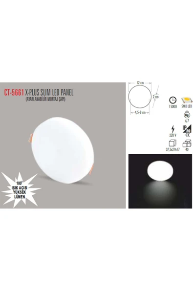 Cata Ct-5661 15w/6000k X-plus Slım Led Panel (beyaz) ürün görseli 1