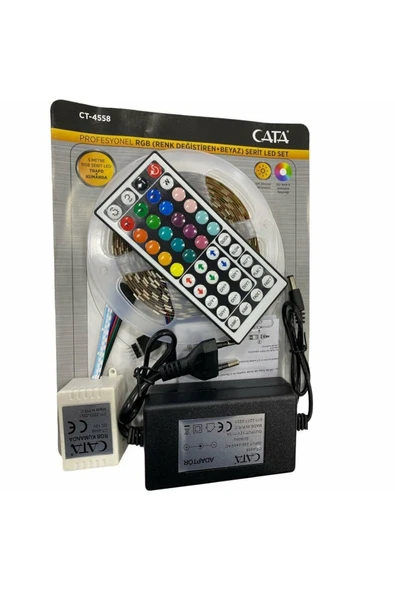 Cata RGB ŞERİT LED SETİ 15 RENK (5 MT RGB ŞERİT+TRAFO+RGB KUMANDA) ürün görseli 1