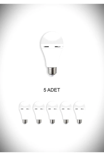 Cata CT-4229 ( 5'Lİ PAKET) ŞARJLI LED AMPUL E27 DUYLU Beyaz Işık ürün görseli 1