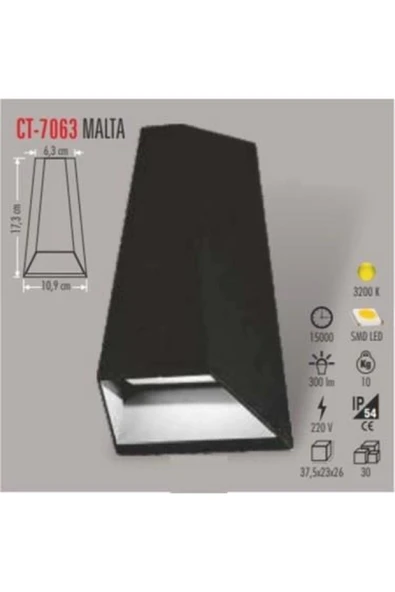 Cata MALTA LED BAHÇE 6W DUVAR APLİK 3200K GÜNIŞIĞI ÇİFT TARAFLI ürün görseli 1