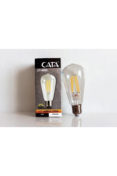 Cata 6 Adet 8 W Uzun Flament Rustik Led Ampul 1080 Lümen (gün Işığı) Ct-4353 ürün görseli 1