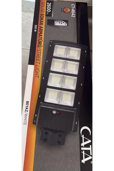 Cata Ct 4642 300w Güneş Enerjili Solar Sokak Armatürü 6400k Beyaz Işık ürün görseli 1