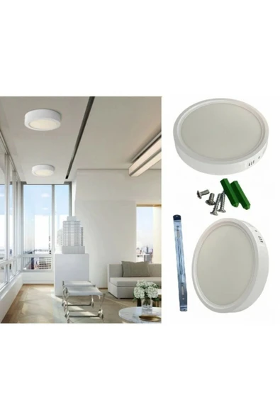 Cata 18 Watt Panel Led Armatür Sıva Üstü Yuvarlak Ct 5233 Beyaz Işık 6400k Plastik Kasa ürün görseli 1