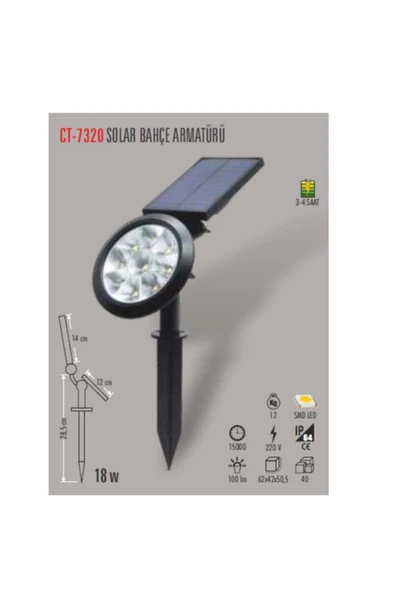 Cata Ct-7320 18w Solar Bahçe Armatürü G.ışığı ürün görseli 1