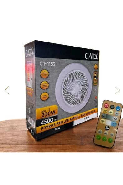 Tamer Elektrik CATA CT-1153 FANLI 42W 3 RENK DİM EDİLEBİLİR KUMANDALI POYRAZ LED AMPUL E27 DUY ürün görseli 1