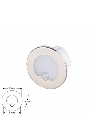 Cata Sensörlü Koridor Aydınlatma Yuvarlak Satin 1,5w Ct-5174 6400 K Beyaz Işık ürün görseli 1