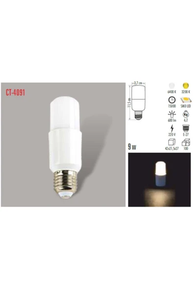 Cata Ct-4091 8w/6400k E27 Led Ampul (BEYAZ) ürün görseli 1