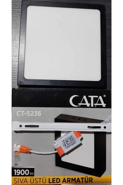 Cata Ct-5236 18w Sıva Üstü Led Armatür Siyah Kasa Beyaz Işık ürün görseli 1