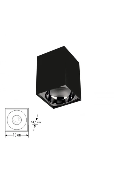 Cata Bergama Siyah Platin Sıva Üstü Kare Dekoratif Armatür Ct-5420sp ürün görseli 1