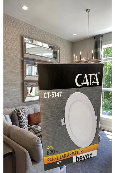 Cata 12w Panel Led Armatür Ct 5147 Beyaz Işık Alüminyum Kasa ürün görseli 1