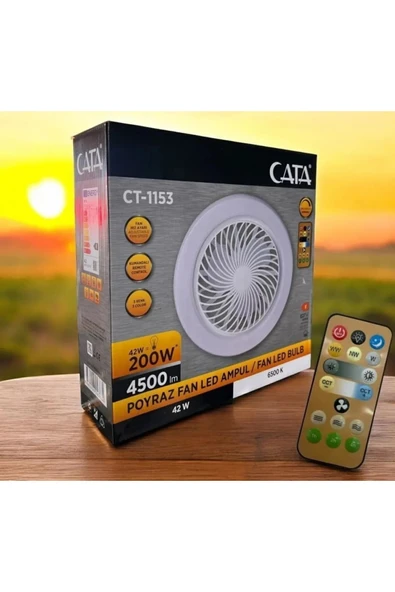 Cata CT-1153 Fanlı 42W 3 Renk Dim Edilebilir Kumandalı Poyraz LED Ampul E27 Duy ürün görseli 1