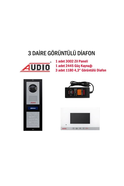 AUDİO 3 Daire 1180 4.3’’ Görüntülü Diafon Fiyatı ürün görseli 1