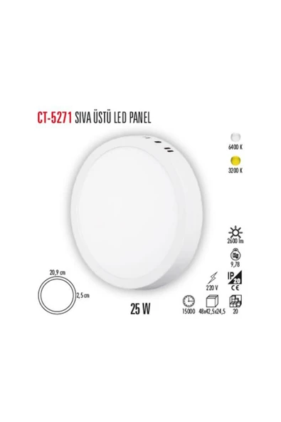Cata Ct-5271 25w Beyaz Işık Sıva Üstü Panel Led ürün görseli 1