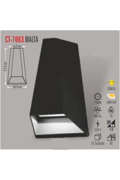 Cata Ct-7063 3000k Malta Dış Mekan Led Aplik (günışığı) ürün görseli 1