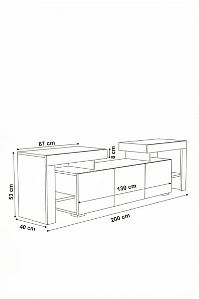 BURC LEDLİ TV ÜNİTESİ 200 CM - Resim 5