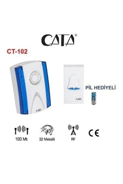 BURDANEVE Cata Kablosuz Kapı Zili Pilli Ct-102 ürün görseli 1