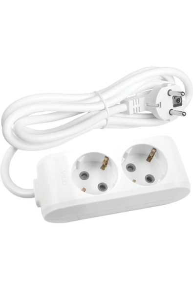 VİKO Multi-let 2'li Topraklı Kablolu Çocuk K. Grup Priz 2 Metre Beyaz 90113202 ürün görseli 1