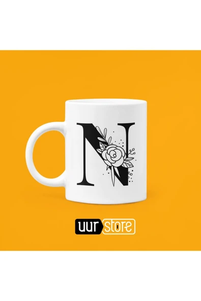 UUR STORE N Harfi Baskılı Porselen Kupa 330ml ürün görseli 1