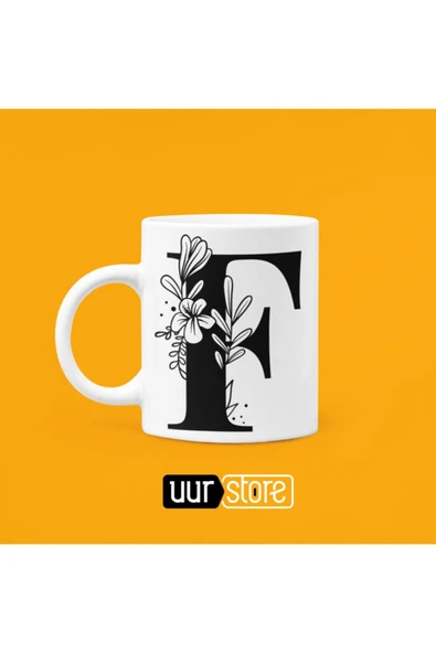 UUR STORE F Harfi Baskılı Porselen Kupa 330ml ürün görseli 1