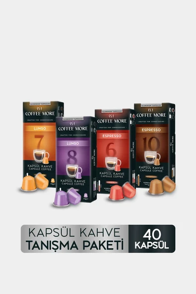 Coffee More Kapsül Tanışma Paketi 40'lı ( Nespresso Uyumlu Alüminyum Kapsül Kahve ) ürün görseli 1