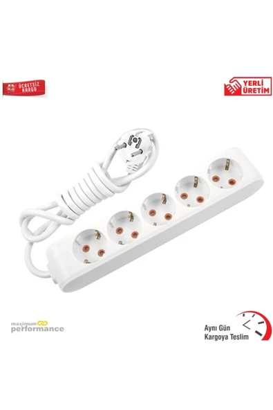 VİKO Multi-let Beşli 5 Li Grup Priz 3 Metre Topraklı Çocuk Korumalı ürün görseli 1