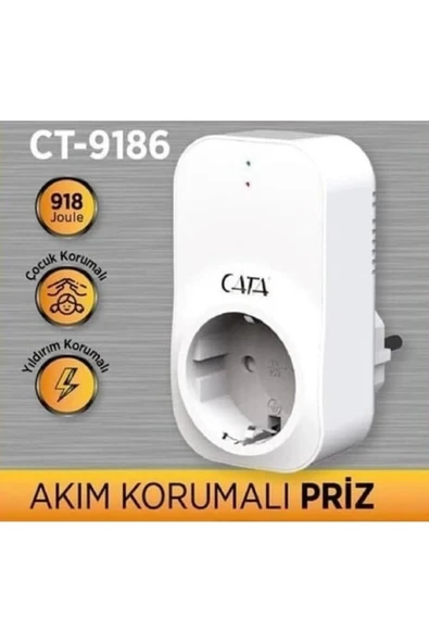 Cata CT-9186 Akım Korumalı Tekli Priz (918 Joule) (4000W) ürün görseli 1