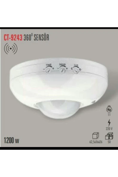Cata Ct-9243 Tavan Hareket Sensörü 360 Derece ürün görseli 1