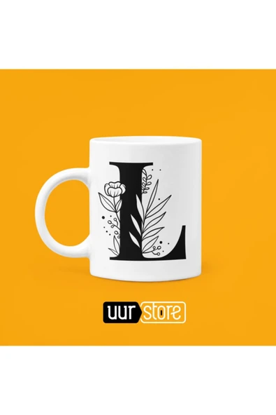 UUR STORE L Harfi Baskılı Porselen Kupa 330ml ürün görseli 1