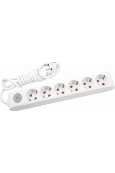 VİKO 90117605 MULTİ-LET ALTİLİ GRUP PRİZ ANAHTARLİ TOPRAKLİ ÇOCUK KORUMALİ KABLOLU 5 METRE BEYAZ ürün görseli 1