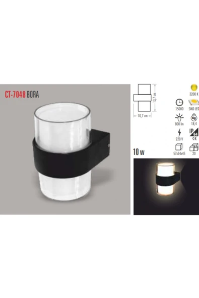 HititElektrik Ct-7048 10w/3200k Bora Led Aplik (günışığı) ürün görseli 1