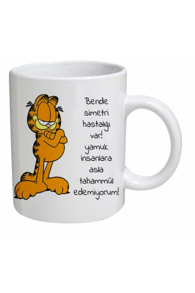 MeltemDesign Yamuk Insanlara Tahammülü Olmayan Garfield Baskılı Seramik Kupa ürün görseli 1
