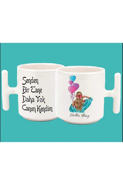 hesaplisiburada İsimli Senden Bi Tane Daha Yok Canım Kendim Baskılı T Kulp Kupa 4 ürün görseli 1