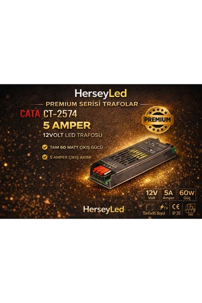 Cata CT-2574 12V 5AMPER 60W LED TRAFO ürün görseli 1