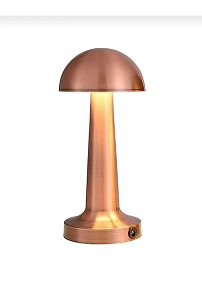 Metal Bakır (ROSE GOLD) Renkli Mantar Dokunmatik Şarjlı Mantar Masa Lambası ürün görseli 1