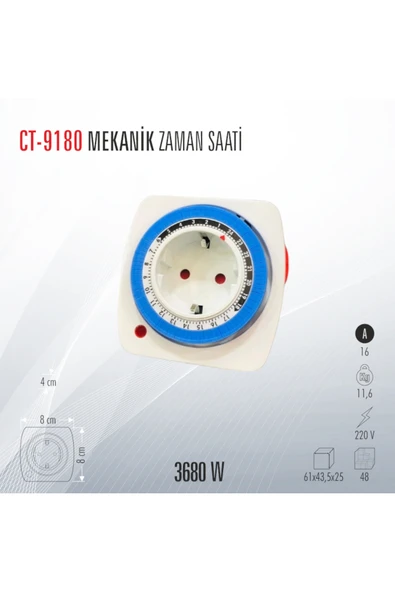 Cata Zaman Ayarlı Mekanik Priz Ct 9180 1 Adet ürün görseli 1