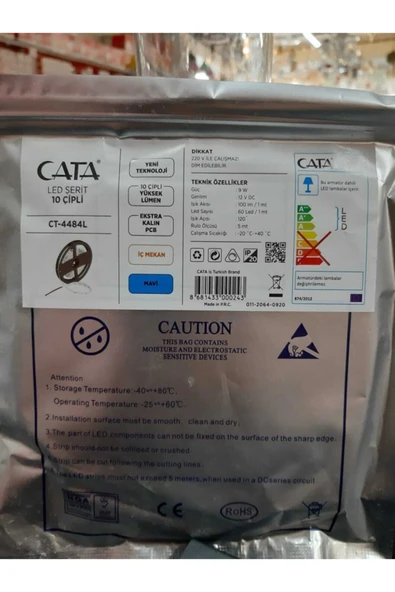 Cata 10 Çipli 5 Metre Mavi Renk Iç Mekan Şerit Led (ct-4484) ürün görseli 1