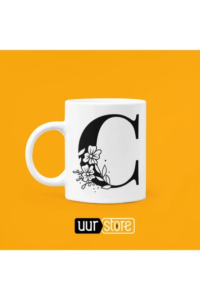 UUR STORE C Harfi Baskılı Porselen Kupa 330ml ürün görseli 1