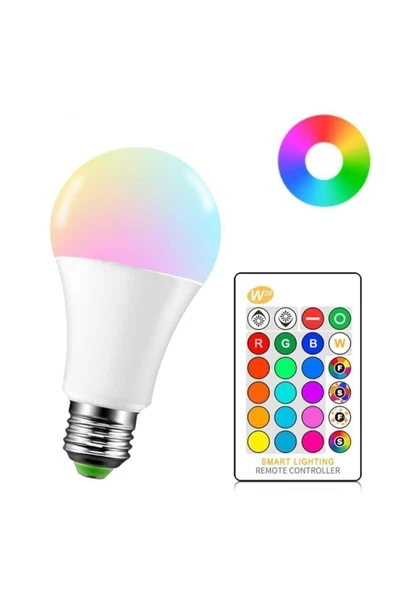 Klaus Uzaktan Kumandalı Rgb Led Ampul 9watt E27 Tasarruflu Dimmerli Led Lamba 16 Ton ürün görseli 1
