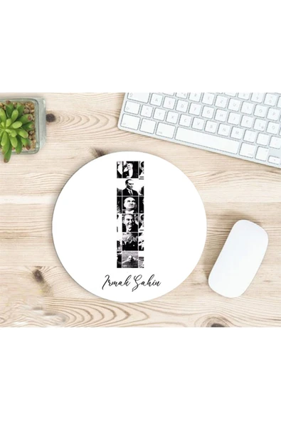 hesaplisiburada Kişiye Özel Atatürk Resimleri İle Bezenmiş I Harfli İsimli Baskılı Mouse Pad ürün görseli 1