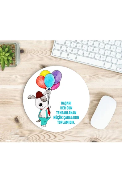 hesaplisiburada Sevimli Balonlu Köpek ve Başarı Motive Baskılı Mousepad ürün görseli 1