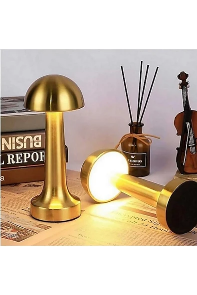 Store Mantar Masa Lambası (Gold) Dokunmatik 3 Renk Şarjlı ürün görseli 1